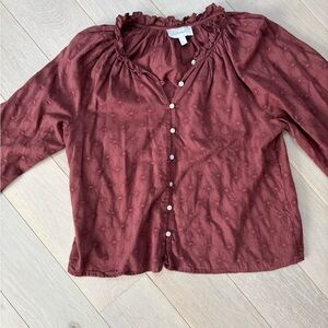 CLEOBELLA Women's Rust Button-Up Top